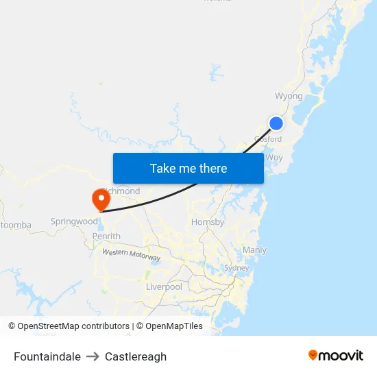 Fountaindale to Castlereagh map