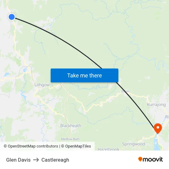 Glen Davis to Castlereagh map