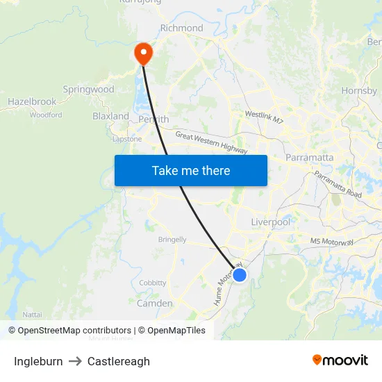 Ingleburn to Castlereagh map