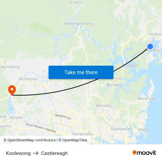 Koolewong to Castlereagh map