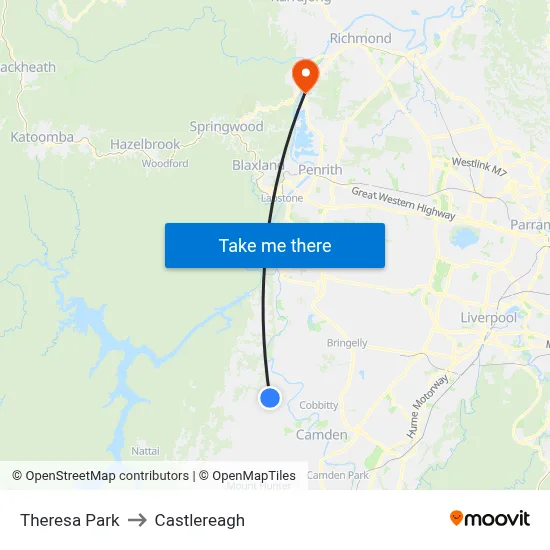 Theresa Park to Castlereagh map