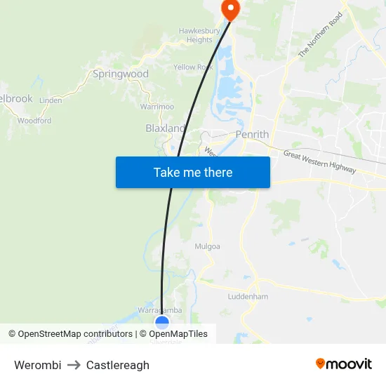 Werombi to Castlereagh map
