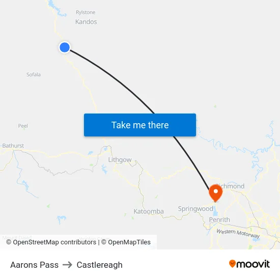 Aarons Pass to Castlereagh map
