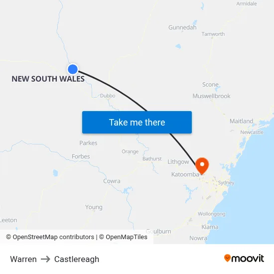 Warren to Castlereagh map