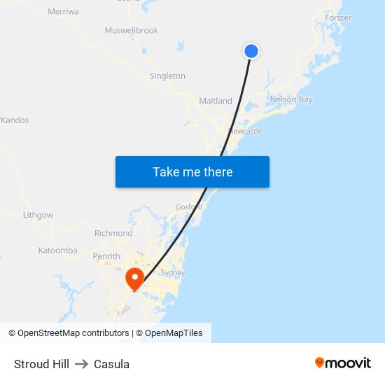 Stroud Hill to Casula map