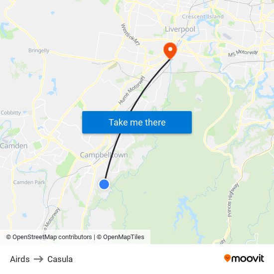 Airds to Casula map