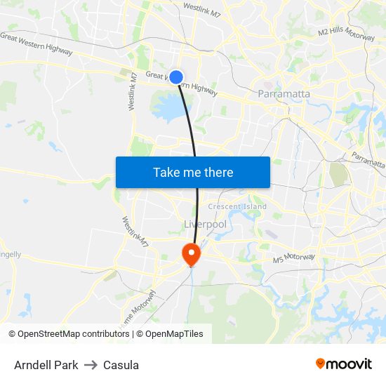 Arndell Park to Casula map