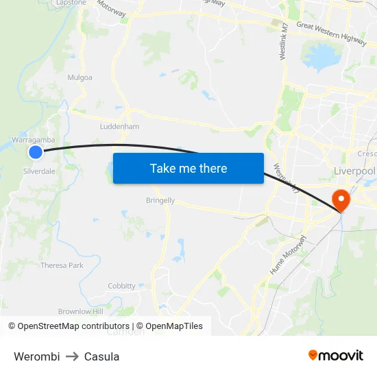 Werombi to Casula map