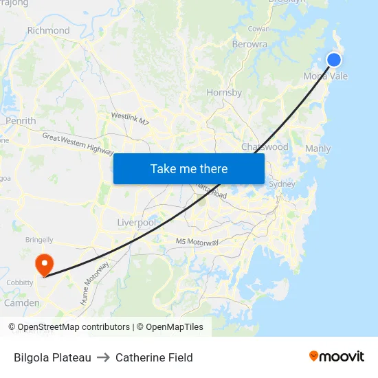 Bilgola Plateau to Catherine Field map