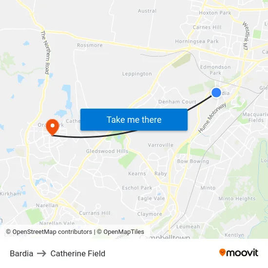 Bardia to Catherine Field map