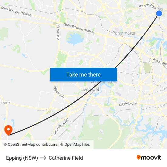 Epping (NSW) to Catherine Field map
