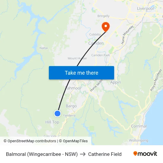 Balmoral (Wingecarribee - NSW) to Catherine Field map