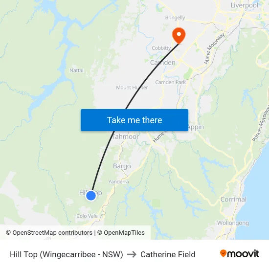 Hill Top (Wingecarribee - NSW) to Catherine Field map