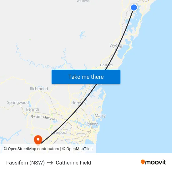 Fassifern (NSW) to Catherine Field map