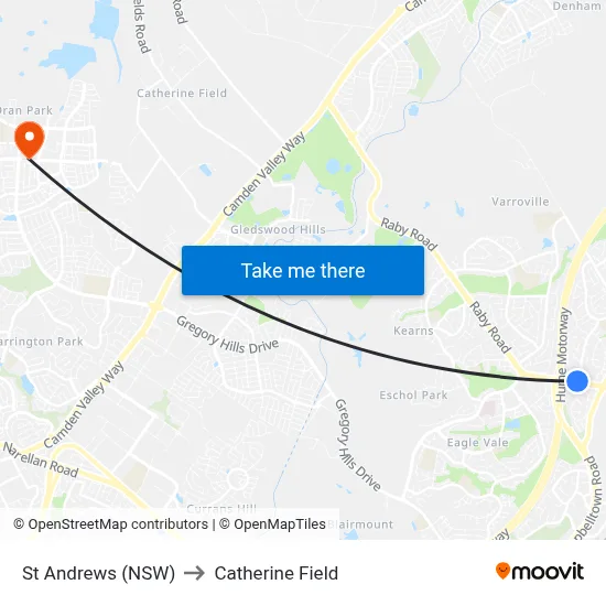 St Andrews (NSW) to Catherine Field map