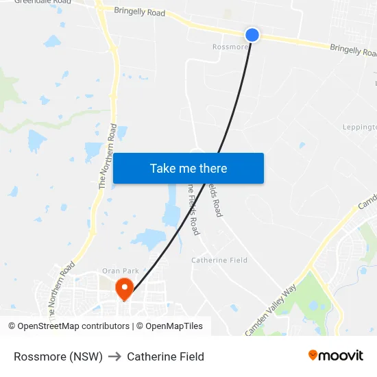 Rossmore (NSW) to Catherine Field map