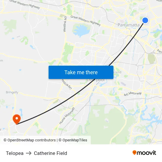 Telopea to Catherine Field map