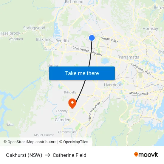 Oakhurst (NSW) to Catherine Field map