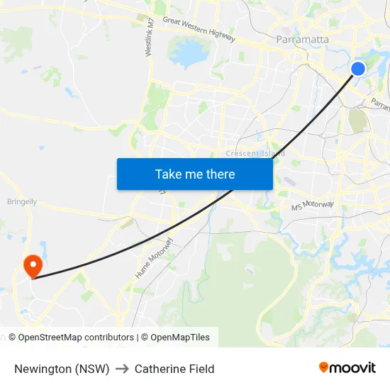 Newington (NSW) to Catherine Field map