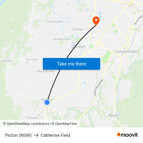Picton (NSW) to Catherine Field map