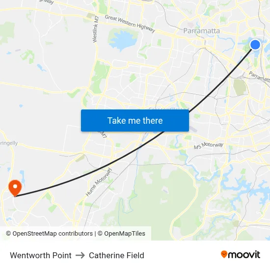 Wentworth Point to Catherine Field map