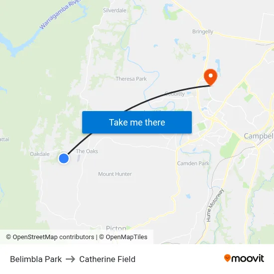 Belimbla Park to Catherine Field map