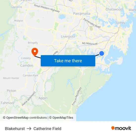 Blakehurst to Catherine Field map