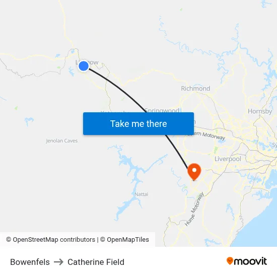 Bowenfels to Catherine Field map