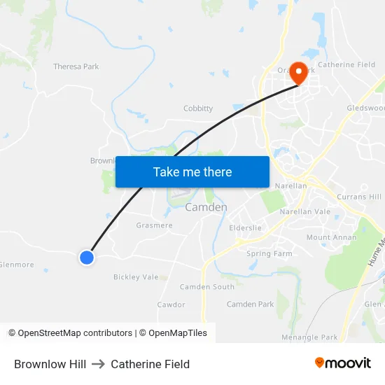 Brownlow Hill to Catherine Field map