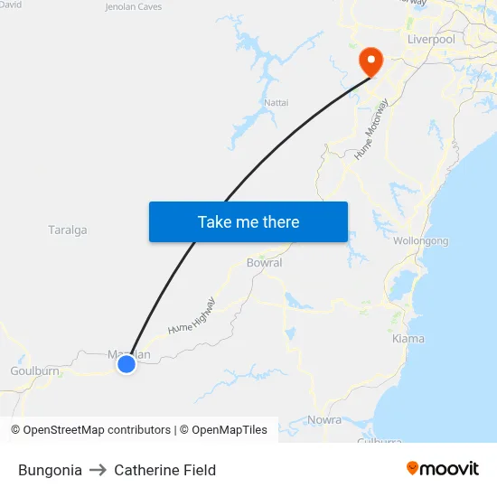 Bungonia to Catherine Field map