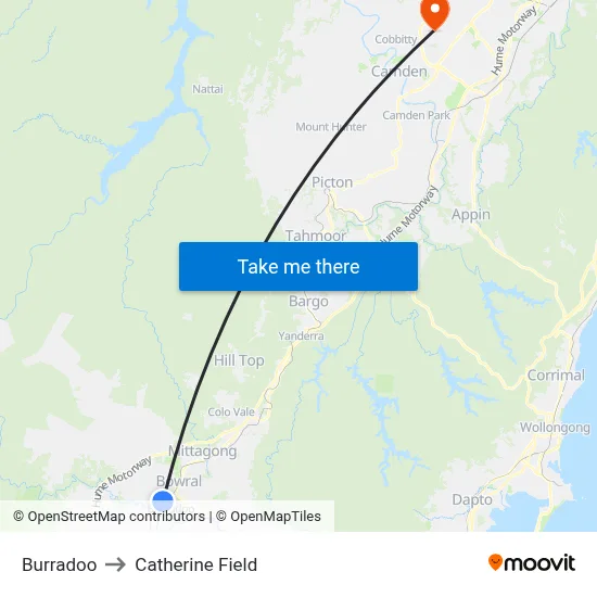 Burradoo to Catherine Field map