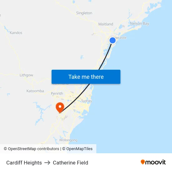Cardiff Heights to Catherine Field map