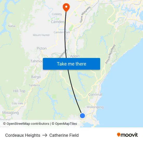 Cordeaux Heights to Catherine Field map