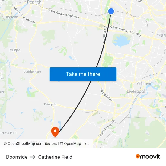 Doonside to Catherine Field map