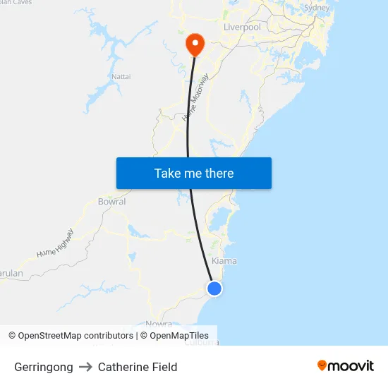 Gerringong to Catherine Field map
