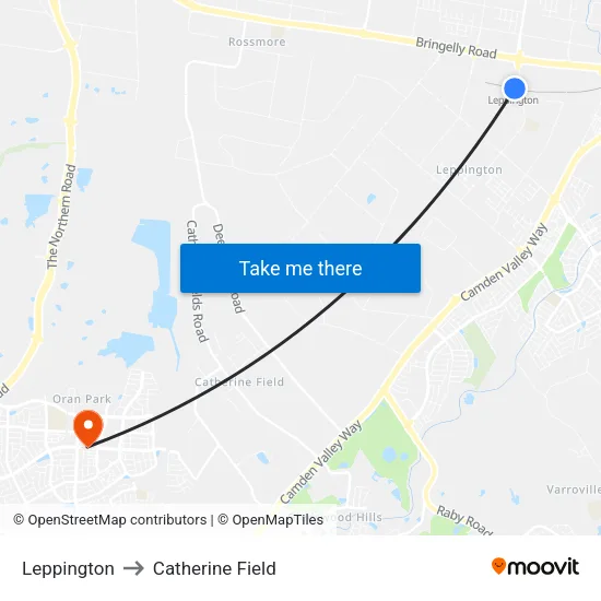 Leppington to Catherine Field map