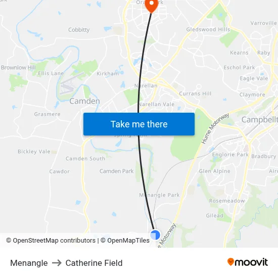 Menangle to Catherine Field map