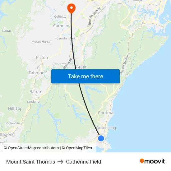 Mount Saint Thomas to Catherine Field map