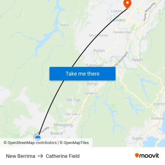 New Berrima to Catherine Field map