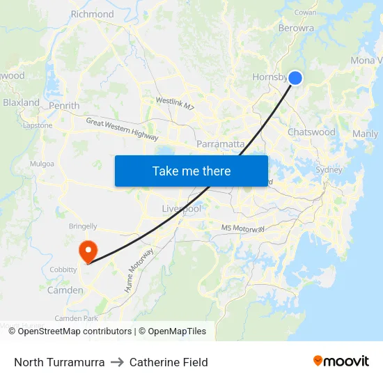 North Turramurra to Catherine Field map