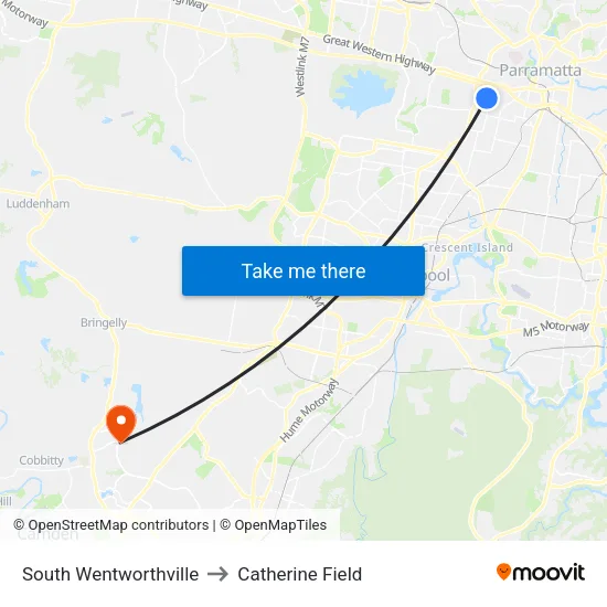 South Wentworthville to Catherine Field map