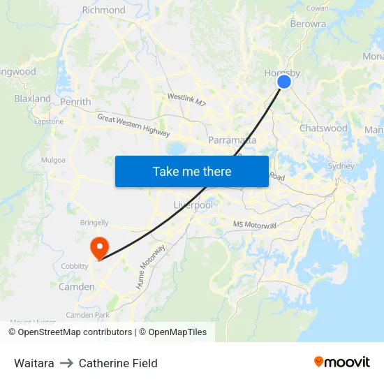 Waitara to Catherine Field map