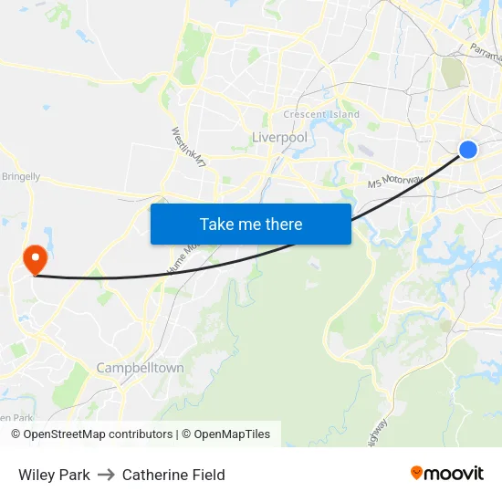 Wiley Park to Catherine Field map