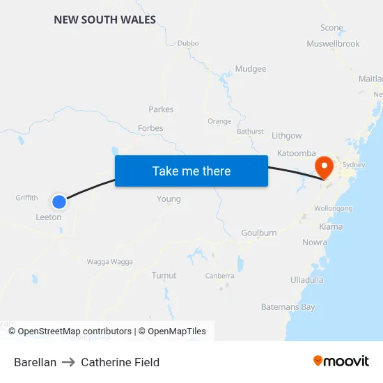 Barellan to Catherine Field map
