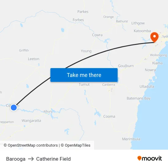 Barooga to Catherine Field map