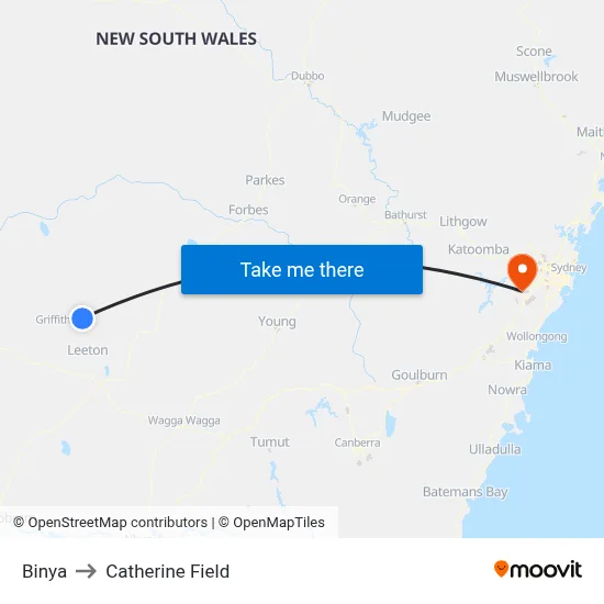 Binya to Catherine Field map