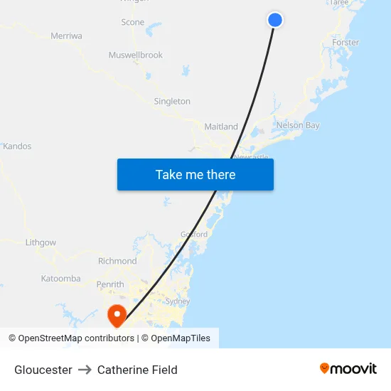 Gloucester to Catherine Field map
