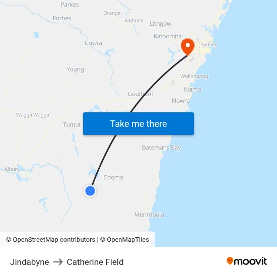 Jindabyne to Catherine Field map
