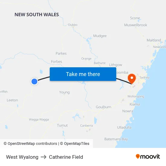 West Wyalong to Catherine Field map