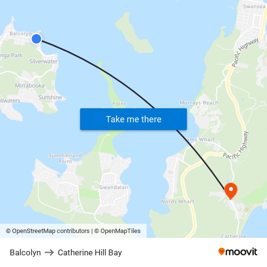 Balcolyn to Catherine Hill Bay map